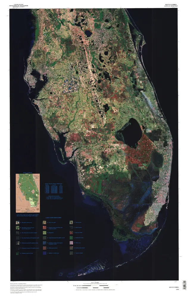 Satellitenbild von Südflorida mit Lake Okeechobee und den Everglades (Foto eines realen Ortes)